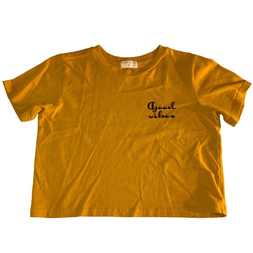Urban Nation Crop Good Vibes Tee Yellow Short Sleeve M